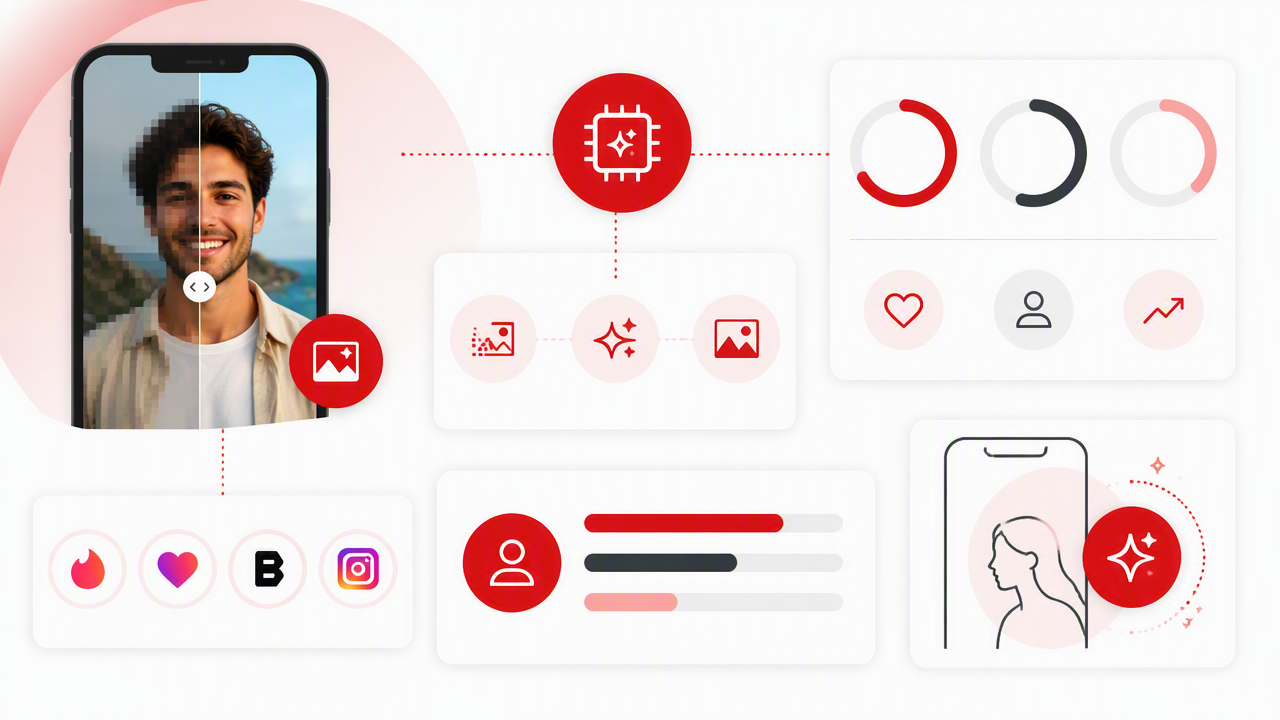 Infographic summarizing key insights about AI Photo Resolution for Dating Apps and Social Media