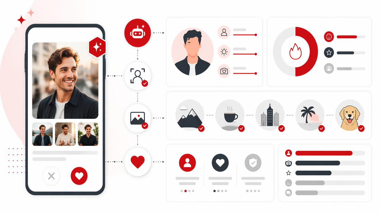 Infographic summarizing key insights about AI Photos for Bumble Profile: How to Look Real, Attractive, and Swipe-Worthy