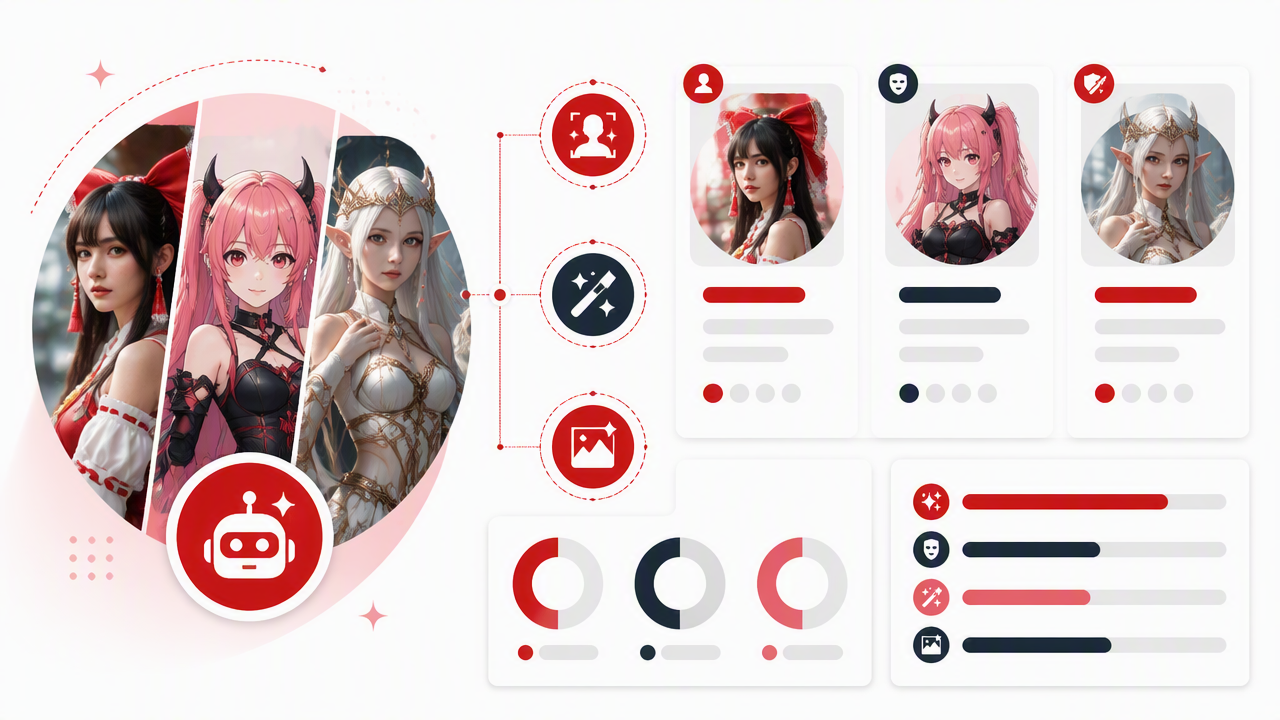 Infographic summarizing key insights about Best AI Cosplay Photo Generators for Realistic, Anime, and Fantasy Portraits