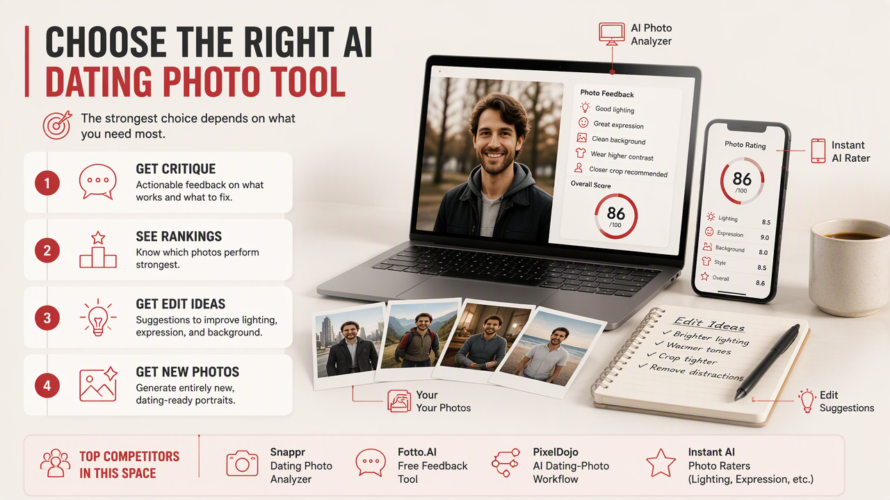 Illustration for Best AI dating photo analyzer tools compared
