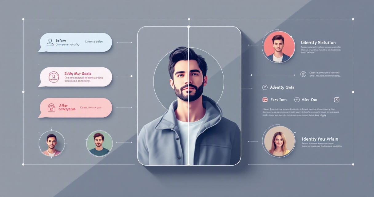 Infographic showing an AI photo editor workflow for changing outfits and backgrounds while keeping the face consistent and realism intact.
