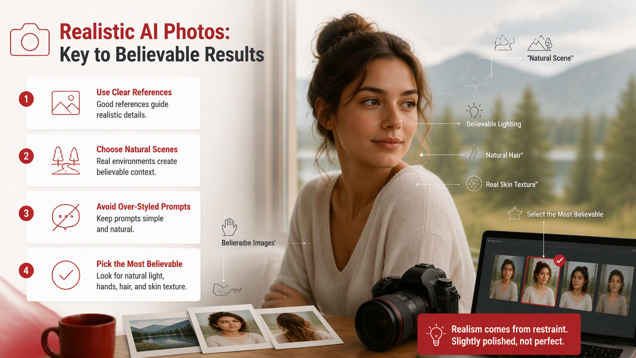 Illustration for How can you get realistic AI photos instead of obvious AI images?