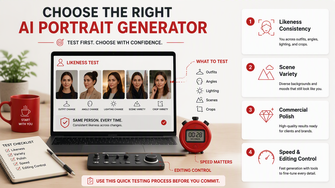 Illustration for How should creators choose an AI portrait generator?