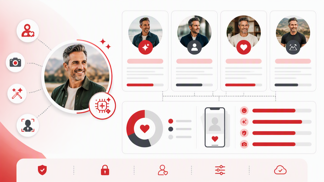 Infographic summarizing key insights about Best AI Profile Picture Makers for Dating Apps Over 40 in 2026