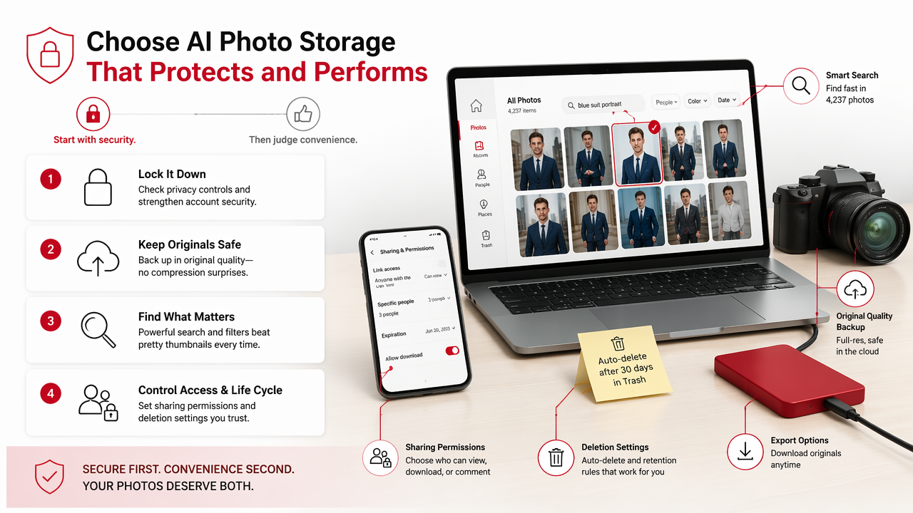 Illustration for How should you choose secure AI photo storage?