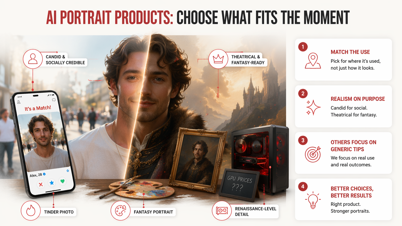 Illustration for Which AI photo product fits your goal?