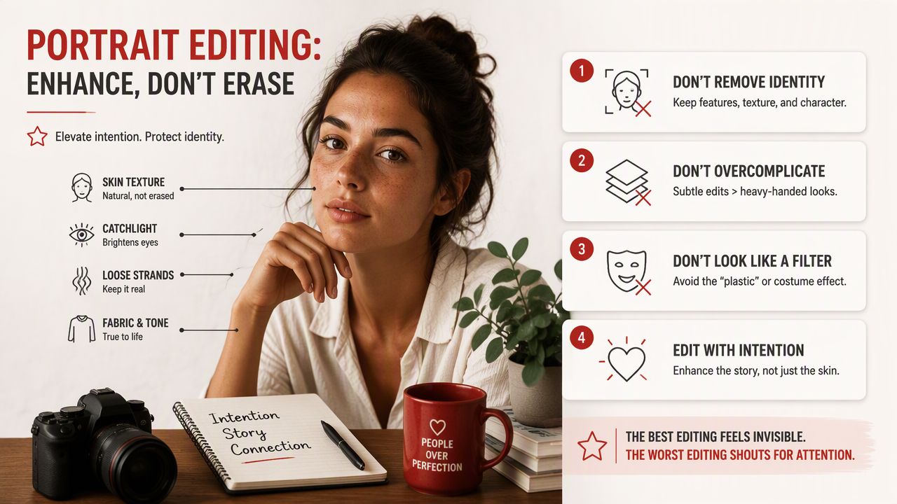 Illustration for What should you avoid when editing editorial portraits?