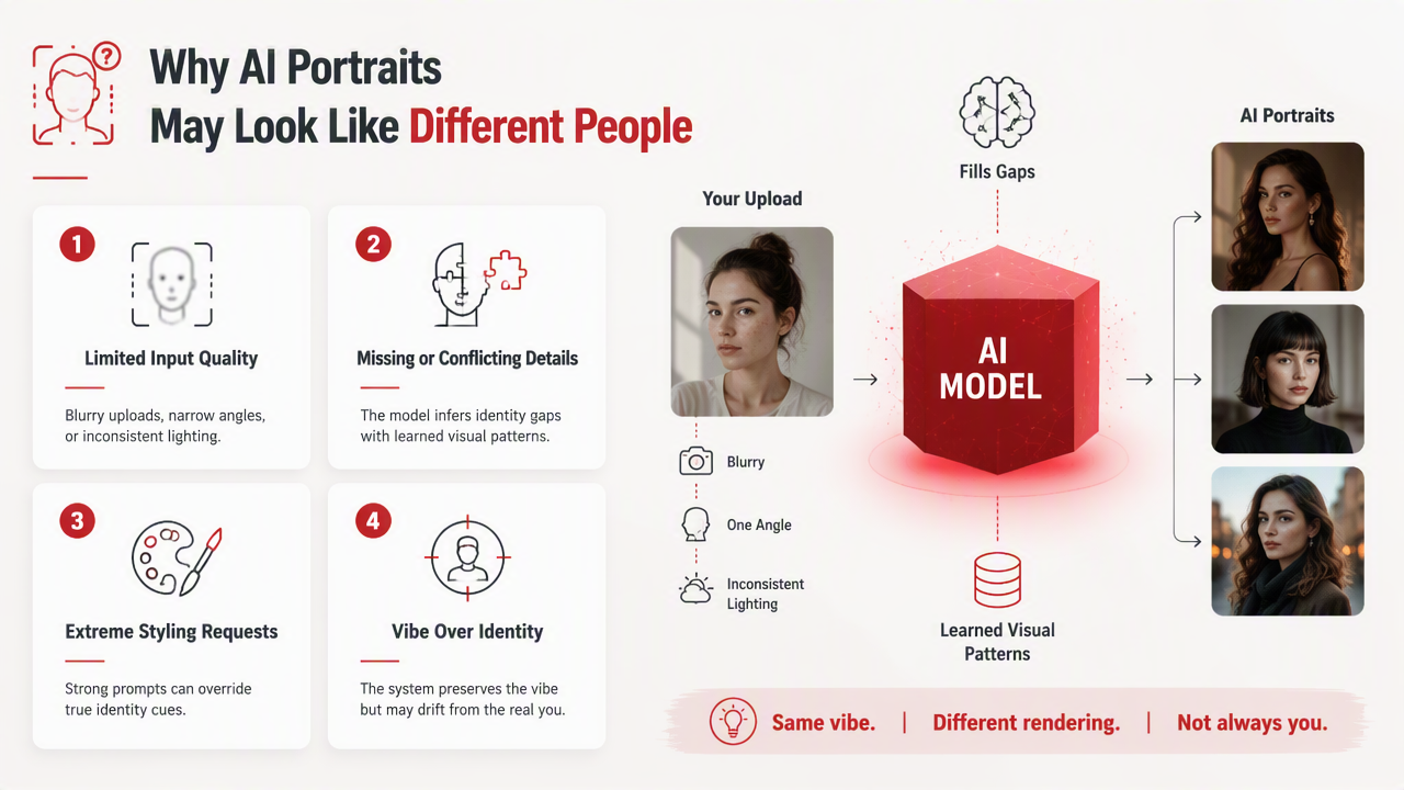 Illustration for Why do AI portraits sometimes look like different people?