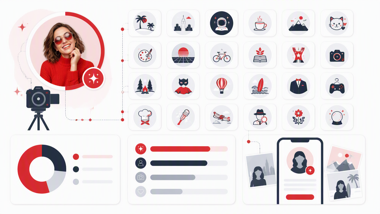 Infographic summarizing key insights about Fun Photoshoots With AI: 25 Playful Ideas for Better Profile Photos