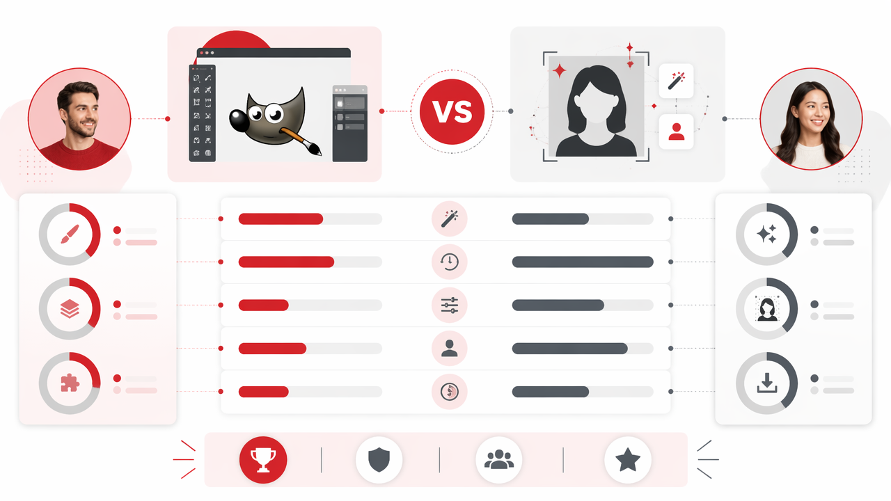 Infographic summarizing key insights about GIMP Photo Editing Software vs AI Photo Editors: Which Is Better for Profile Pictures?