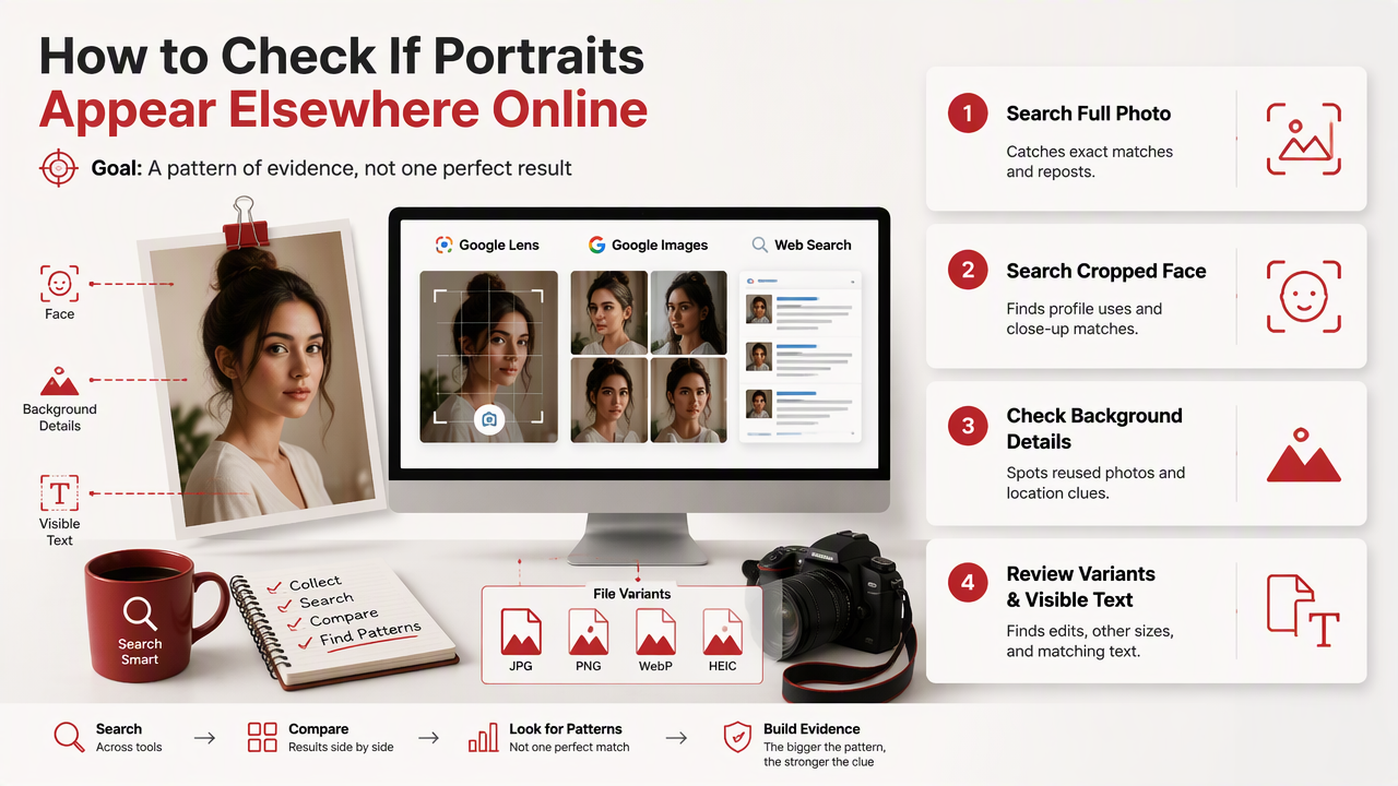 Illustration for How can you check whether portraits appear elsewhere online?