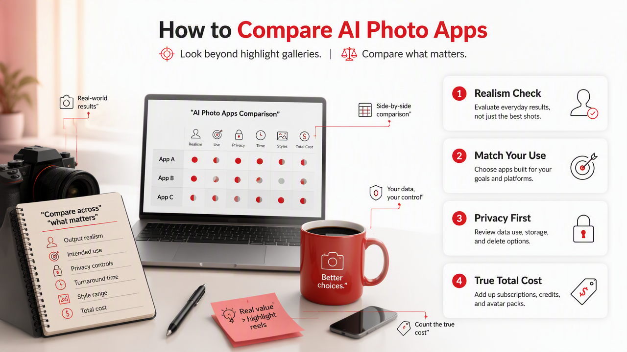 Illustration for How should you compare realism, privacy, speed, and pricing?