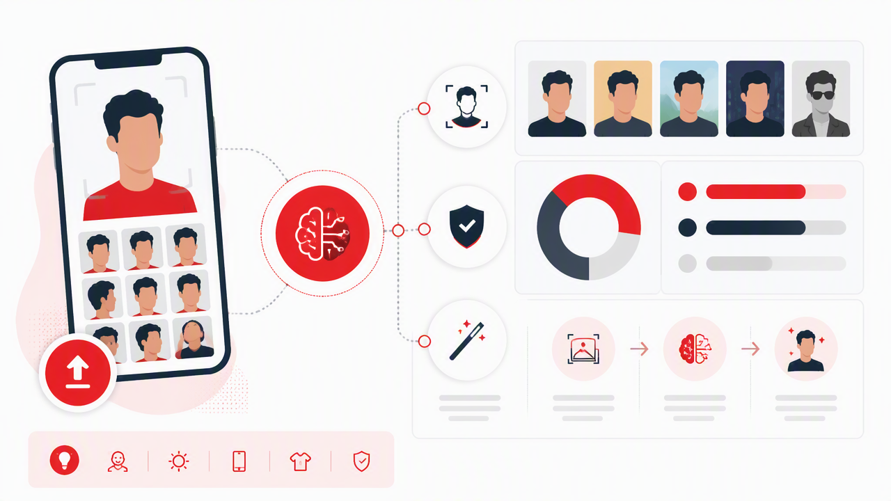 Infographic summarizing key insights about How Many Selfies to Upload to an AI Photo Generator