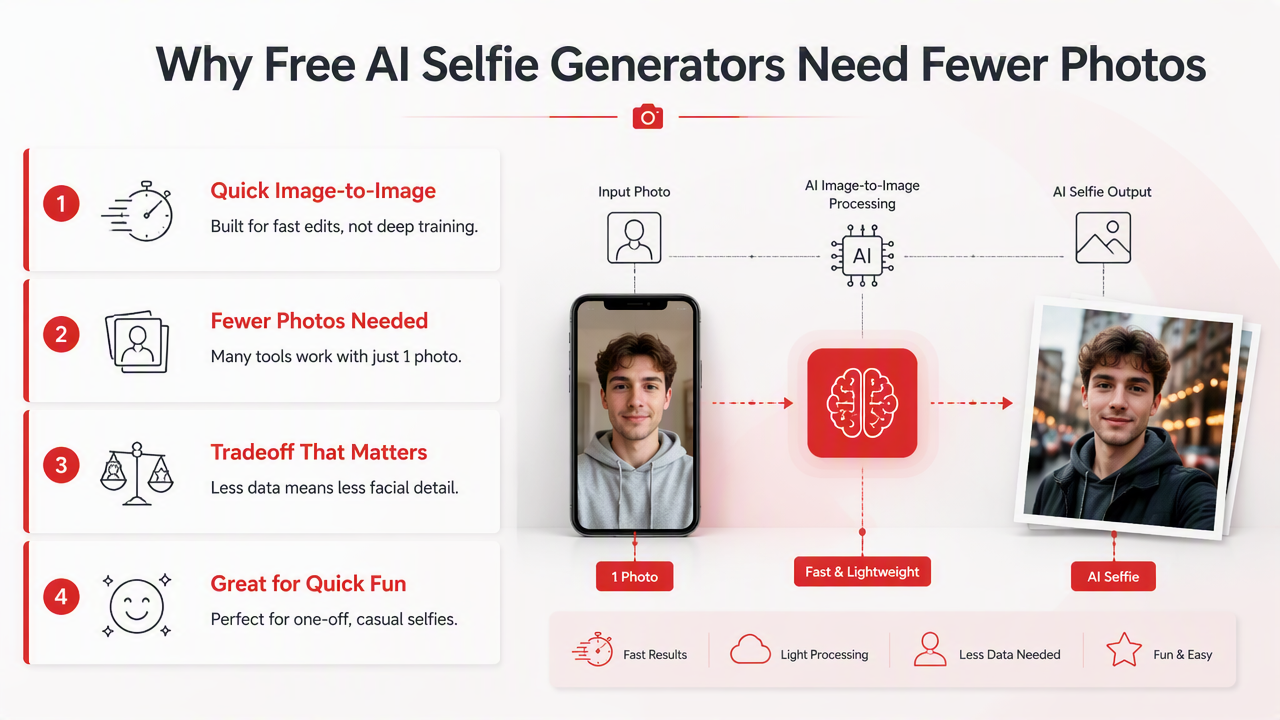 Illustration for Do free AI selfie generators need fewer photos?