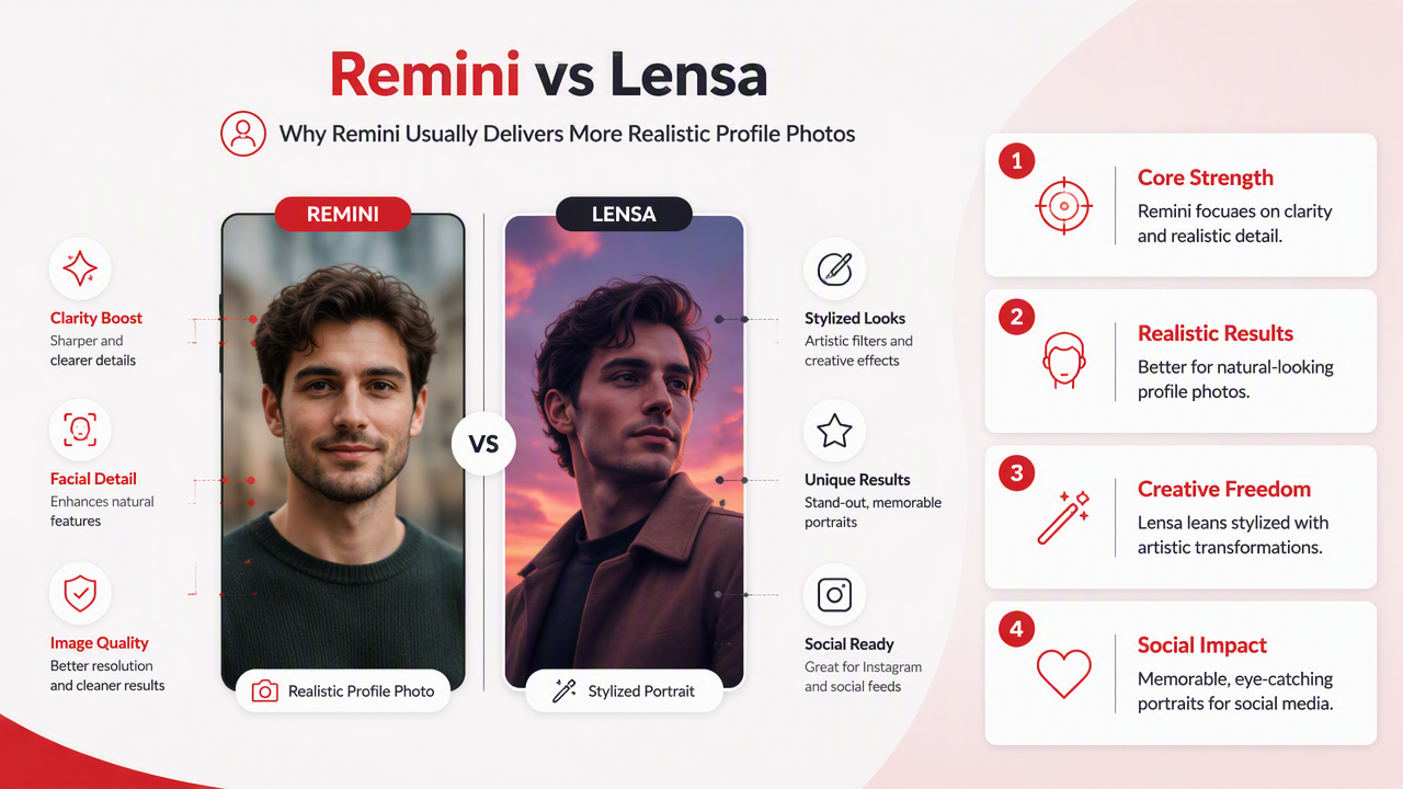Illustration for Which app makes more realistic profile photos?