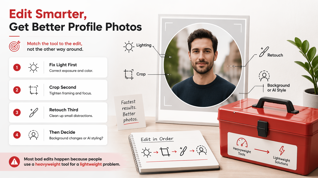 Illustration for How do you choose the fastest editor for profile photos?