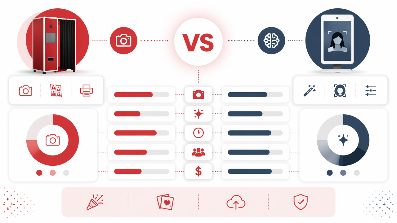 Infographic summarizing key insights about Photobooth Photo Booth vs AI Photo Booth: Which Makes Better Photos in 2026?