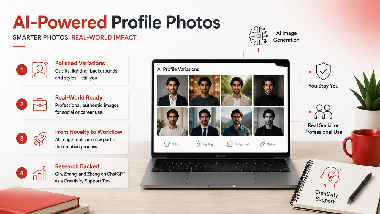 Illustration for How can AI improve profile photos in 2026?