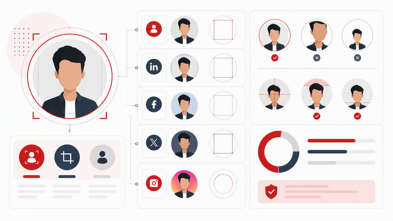 Infographic summarizing key insights about Profile Pic Size Guide for 2026: Best Dimensions, Crops, and Face Framing