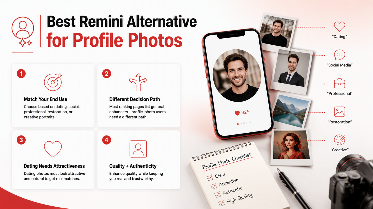 Illustration for Which Remini alternative is best for profile photos?