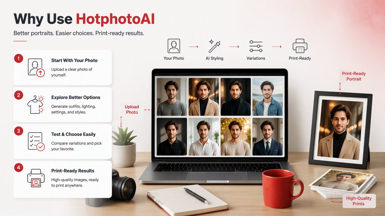 Illustration for How HotphotoAI handles printable AI portraits