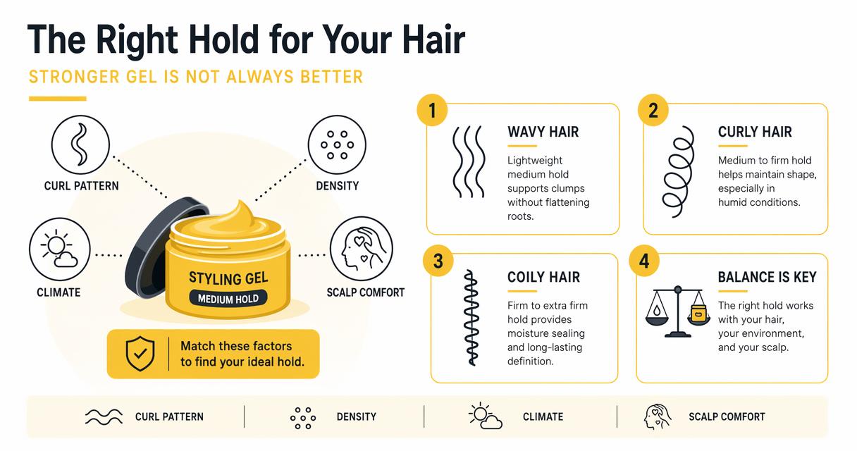 Illustration for How should hold level match waves, curls, and scalp needs?