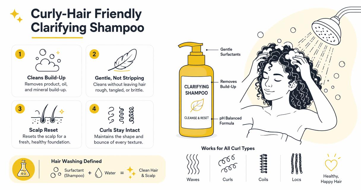 Illustration for What makes a clarifying shampoo curly-hair friendly?