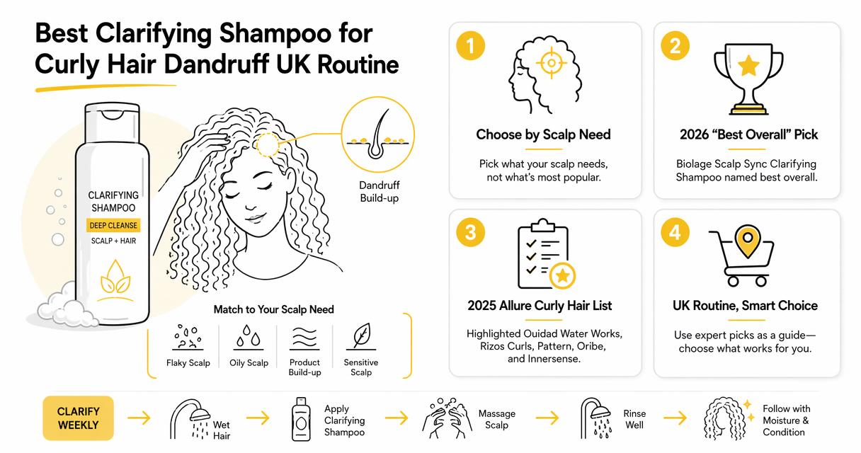 Illustration for Best clarifying shampoo for curly hair dandruff UK shortlist