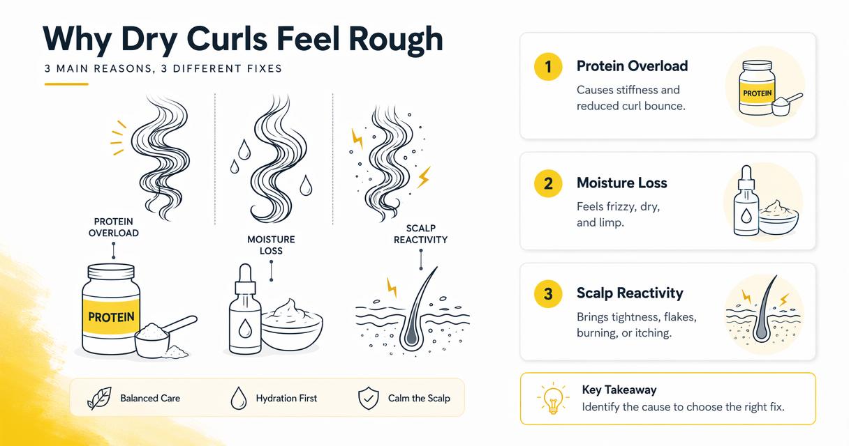 Illustration for Is dryness protein overload, low moisture, or scalp irritation?