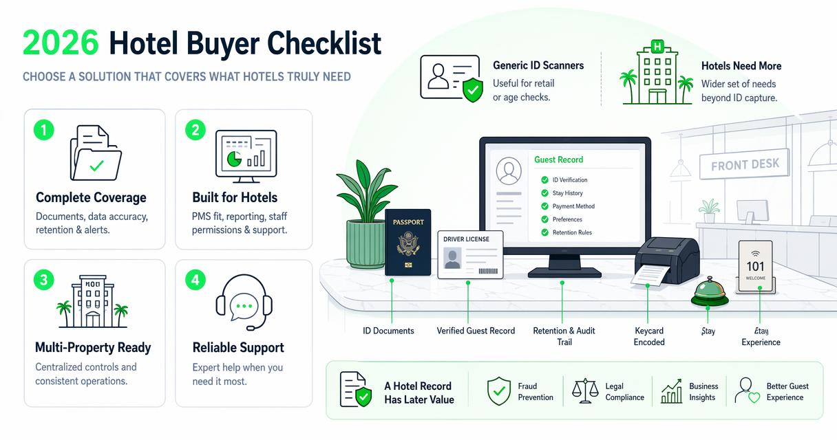 Illustration for Which features belong in a 2026 hotel buyer checklist?