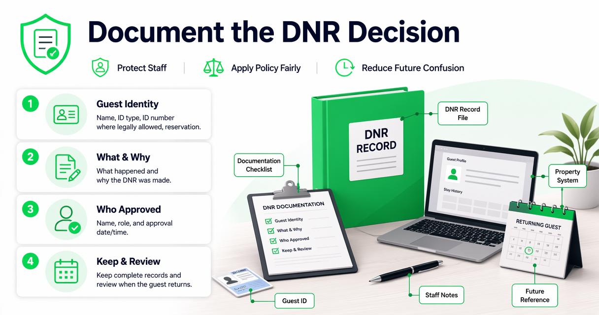 Illustration for What documentation should a hotel keep before marking DNR?