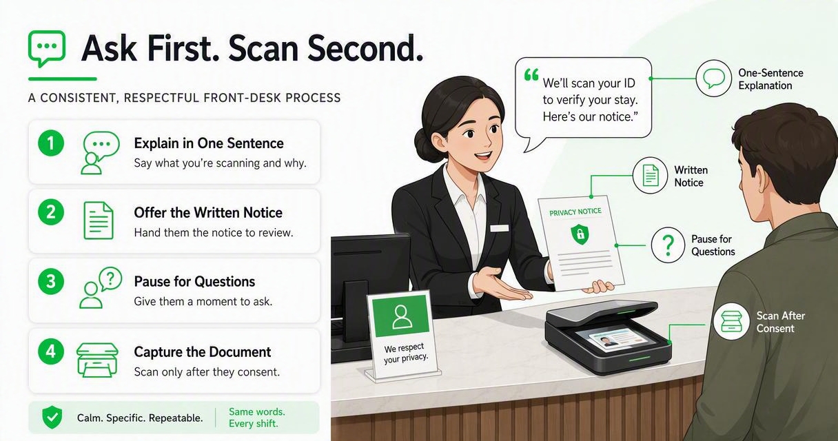 Illustration for How should staff ask for consent at check-in?