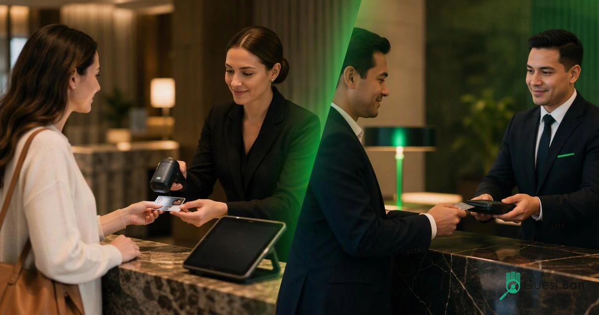 Illustration for Hotel ID scanning vs credit card authorization: side-by-side