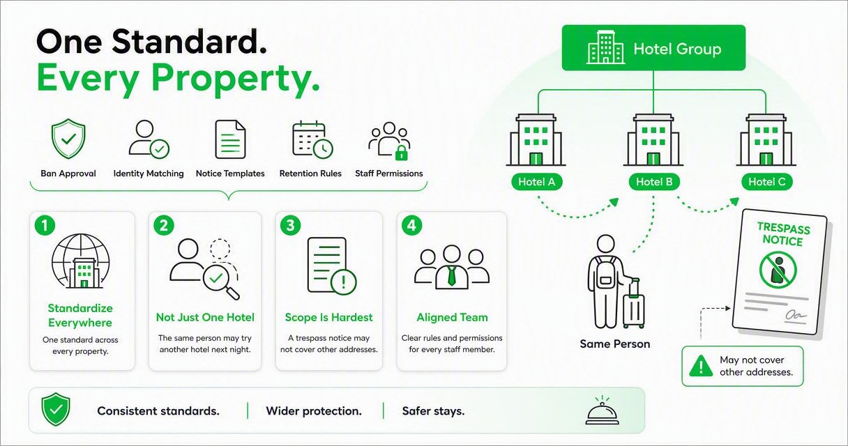 Illustration for How should multi-property hotel groups manage banned guests?