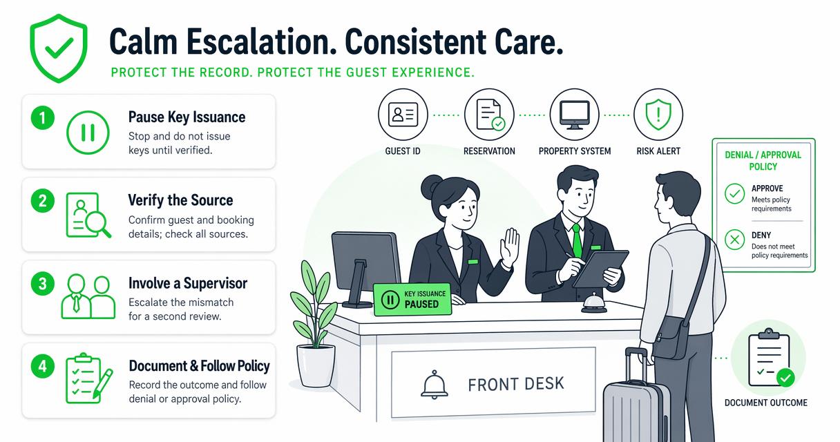 Illustration for How should hotels handle mismatches and risk alerts?