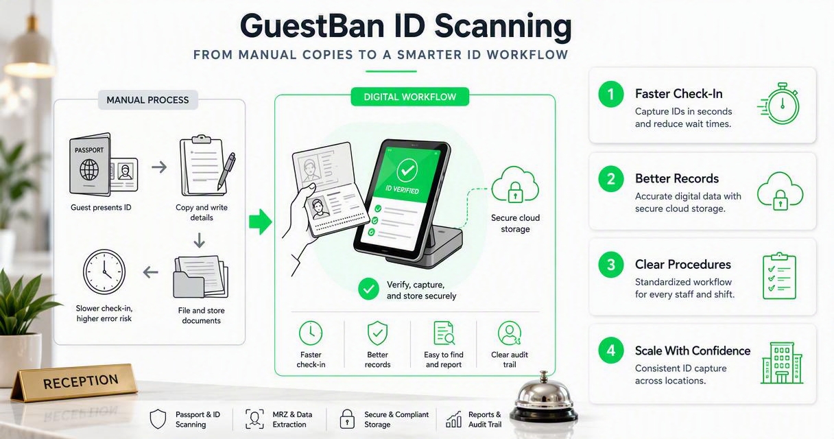 Illustration for How GuestBan ID Scanning handles this workflow