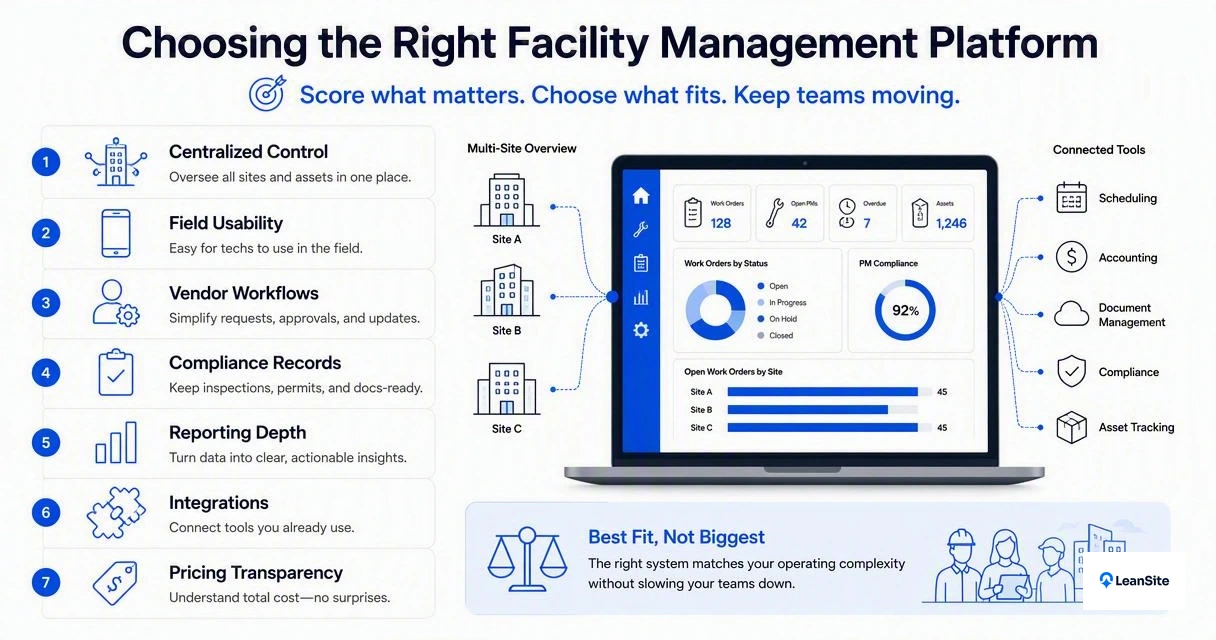 Illustration for How should multi-site teams evaluate facility management platforms?