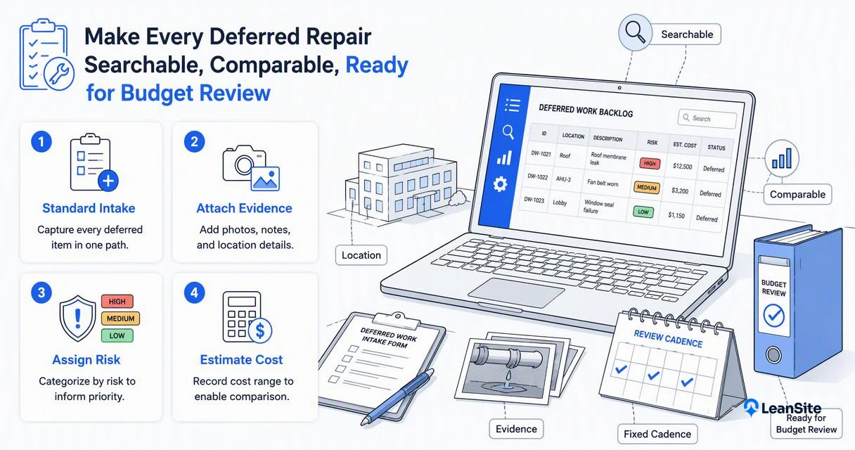 Illustration for How should facility teams capture deferred work?
