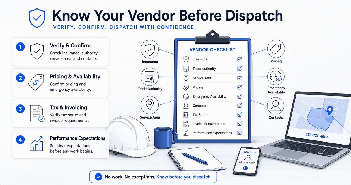 Illustration for What should be verified before a vendor gets dispatched?
