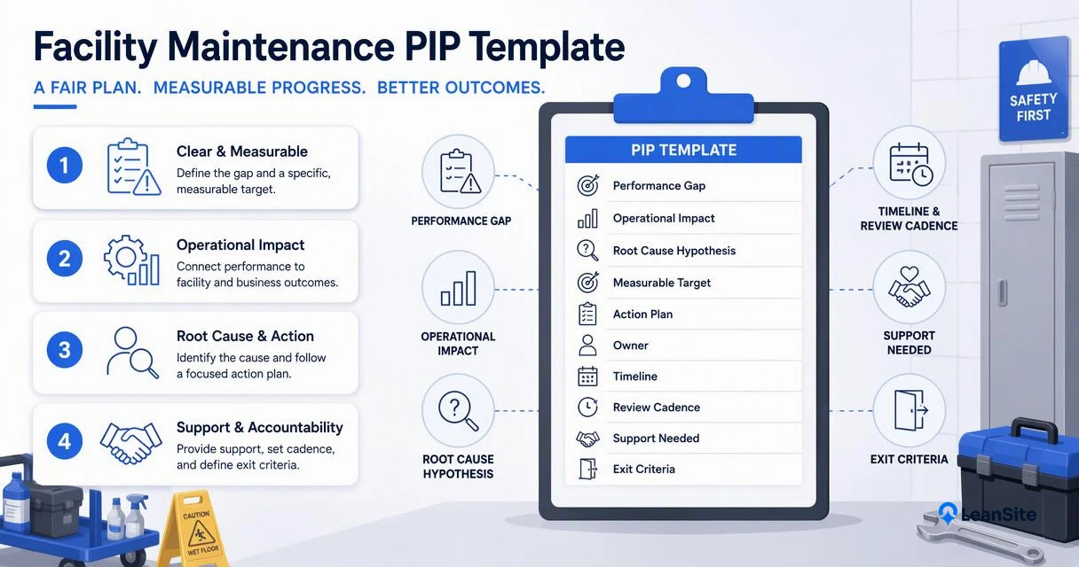 Illustration for What should the facility maintenance PIP template include?