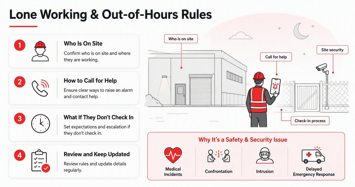 Illustration for Lone working and out-of-hours rules
