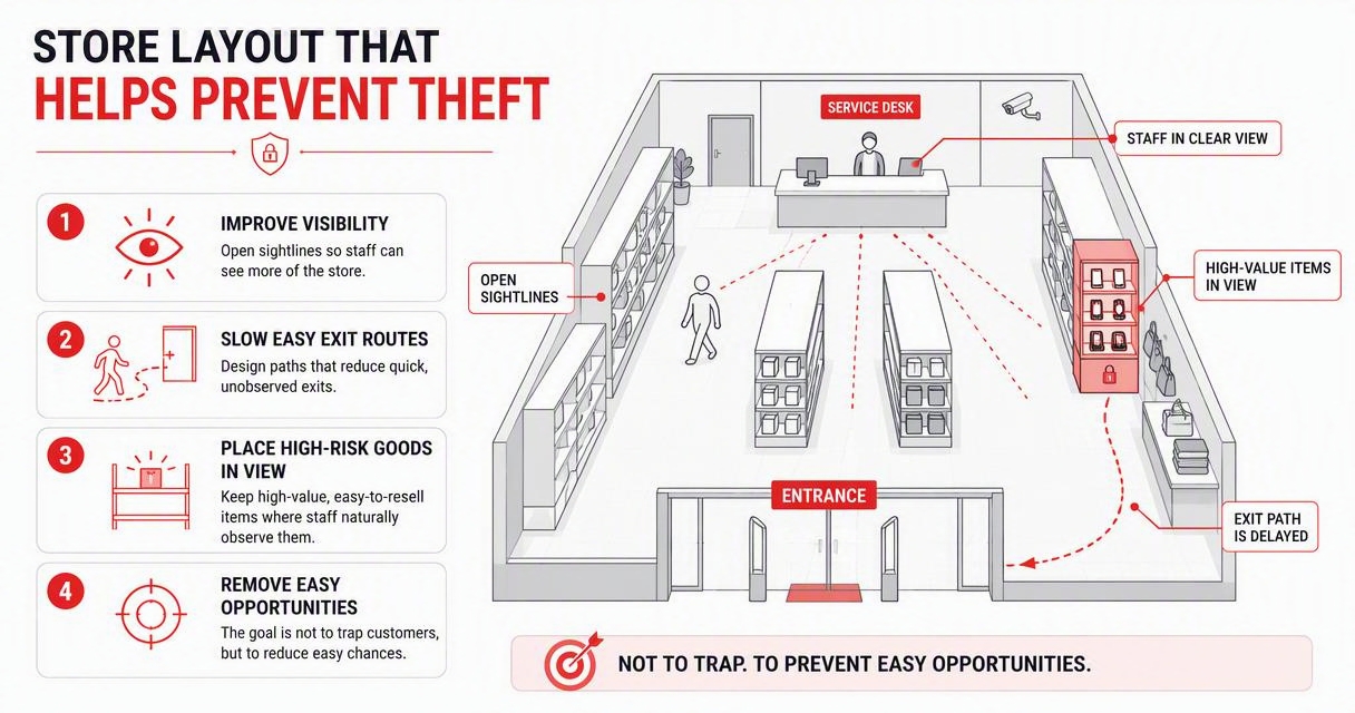 Illustration for How should store layout deter theft?